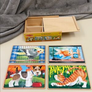 🧩 Melissa & Doug  ~ Wooden Jigsaw Puzzles in a Box ~ PETS M